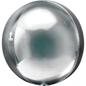 Balloon - Bubble, Orbz & Cubez Silver Orbz Foil Balloons 38cm x 40cm  Each