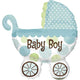 Balloon - Foil Baby Buggy Boy Mini Shape Foil Balloon Each