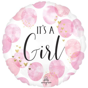 Balloon - Foil Baby Girl Pink Watercolor Foil Balloon 45cm Each