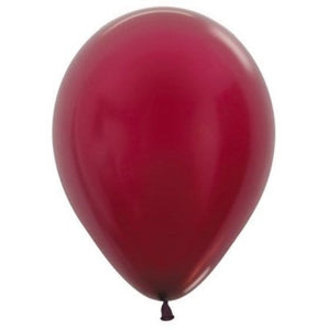 Balloon - Plain Latex Metallic Burgundy Latex Balloons 30cm 50pk