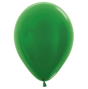 Balloon - Plain Latex Metallic Green Latex Balloons 30cm 50pk