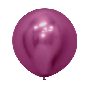 Balloon - Plain Latex Metallic Reflex Fuchsia Latex Balloons 60cm 3pk