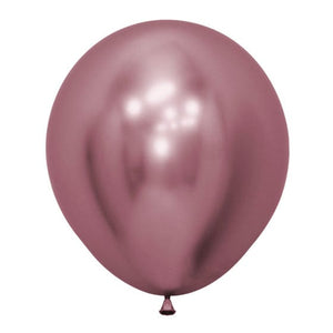 Balloon - Plain Latex Metallic Reflex Pink Latex Balloons 45cm 6pk