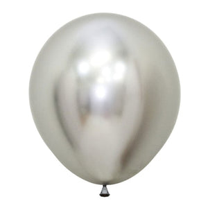 Balloon - Plain Latex Metallic Reflex Silver Latex Balloons 45cm 6pk