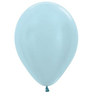 Balloon - Plain Latex Satin Pearl Blue Latex Balloons 30cm 50pk