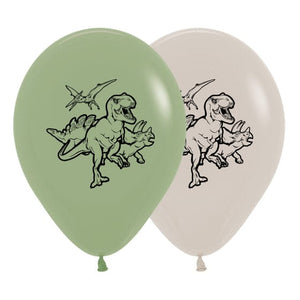 Balloon - Printed Latex Dinosaurs Fashion Eucalyptus & White Sand Latex Balloons 30cm 25pk