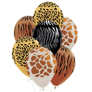 Balloon - Printed Latex Jungle Animals Fashion Assorted Latex Balloons 30cm 25pk