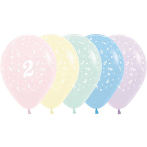 Balloon - Printed Latex Pastel Matte Age 2 Assorted Latex Balloons 30cm 25pk