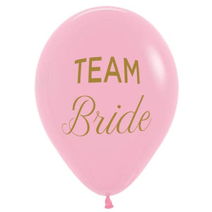 Balloon - Printed Latex TEAM Bride Fashion Pink & Gold Ink Latex Balloons 30cm 25pk