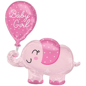 Balloon - Supershapes, Numbers & Letters Baby Girl Elephant & Balloon SuperShape Foil Balloon 73cm x 78cm Each