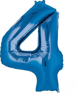 Balloon - Supershapes, Numbers & Letters Blue / 4 Numeral SuperShape Foil Balloon 86cm Each