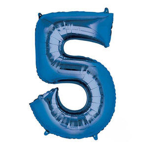 Balloon - Supershapes, Numbers & Letters Blue / 5 Numeral SuperShape Foil Balloon 86cm Each