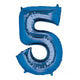 Balloon - Supershapes, Numbers & Letters Blue / 5 Numeral SuperShape Foil Balloon 86cm Each