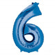 Balloon - Supershapes, Numbers & Letters Blue / 6 Numeral SuperShape Foil Balloon 86cm Each