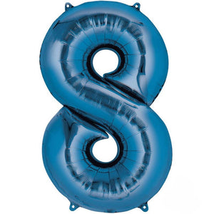 Balloon - Supershapes, Numbers & Letters Blue / 8 Numeral SuperShape Foil Balloon 86cm Each