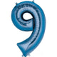 Balloon - Supershapes, Numbers & Letters Blue / 9 Numeral SuperShape Foil Balloon 86cm Each
