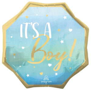 Balloon - Supershapes, Numbers & Letters It's A Boy Blue Jumbo Shape Foil Balloon 55cm Each