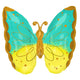 Balloon - Supershapes, Numbers & Letters Mint & Yellow Butterfly SuperShape Foil Balloon 63cm x 63cm Each