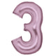 Balloon - Supershapes, Numbers & Letters Pastel Pink / 3 Silk Lustre Large Number Foil Balloons Each