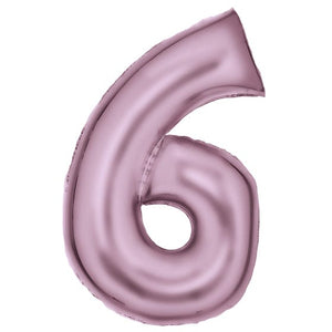 Balloon - Supershapes, Numbers & Letters Pastel Pink / 6 Silk Lustre Large Number Foil Balloons Each