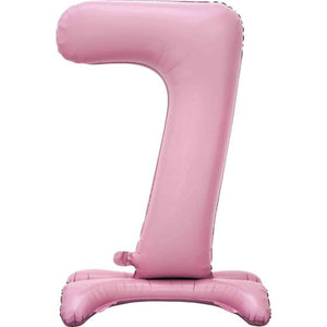 Balloon - Supershapes, Numbers & Letters Pastel Pink / 7 Large Number Air Filled Standing Foil Balloon 76cm Each