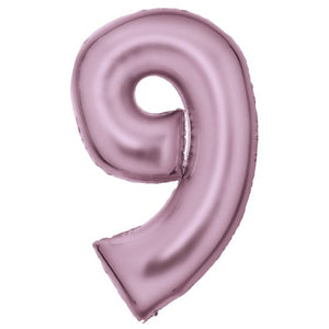 Balloon - Supershapes, Numbers & Letters Pastel Pink / 9 Silk Lustre Large Number Foil Balloons Each