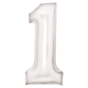 Balloon - Supershapes, Numbers & Letters White / 1 Silk Lustre Large Number Foil Balloons Each