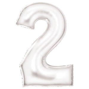 Balloon - Supershapes, Numbers & Letters White / 2 Silk Lustre Large Number Foil Balloons Each