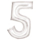 Balloon - Supershapes, Numbers & Letters White / 5 Silk Lustre Large Number Foil Balloons Each