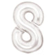 Balloon - Supershapes, Numbers & Letters White / 8 Silk Lustre Large Number Foil Balloons Each