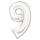 Balloon - Supershapes, Numbers & Letters White / 9 Silk Lustre Large Number Foil Balloons Each