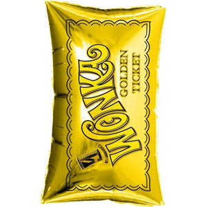 Balloon - Supershapes, Numbers & Letters Willy Wonka Golden Ticket Super Shape Foil Balloon Each