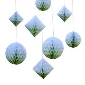 Decorations - Backdrop & Scene Setters Mix it Up Sage Dip Dye Honeycomb Paper Decorations 8pk