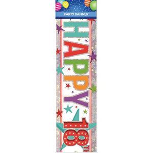 Decorations - Banners, Flags & Streamers Happy 18th Birthday Multi Banner Each