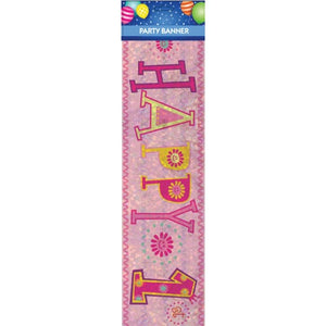 Decorations - Banners, Flags & Streamers Happy 1st Birthday Girl Banner Each