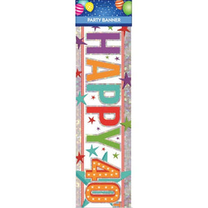 Decorations - Banners, Flags & Streamers Happy 40th Birthday Multi Banner Each