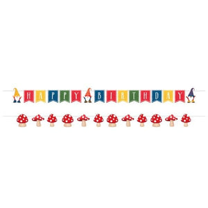 Decorations - Banners, Flags & Streamers Party Gnomes Shaped Happy Birthday String Banner 12cm x 2.4m 2pk