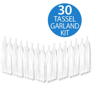 Decorations - Banners, Flags & Streamers White Tissue Paper Tassel Garland 2m Each