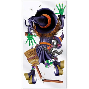 Decorations - Door Covers & Curtains Crashing Witch Door Cover 13cm x 76cm Each