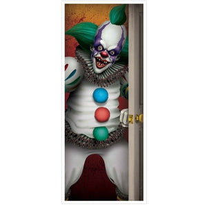 Decorations - Door Covers & Curtains Creepy Clown Door Cover 13cm x 76cm Each