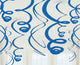 Decorations - Hanging Swirls Bright Royal Blue Plastic Swirl Decorations 56cm 12Pk
