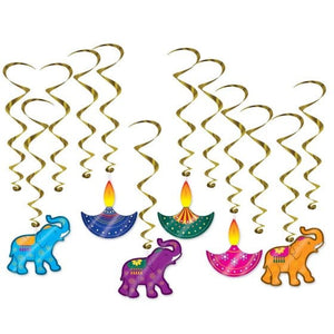 Decorations - Hanging Swirls Diwali Whirls 12pk