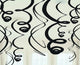 Decorations - Hanging Swirls Jet Black Plastic Swirl Decorations 56cm 12Pk