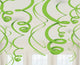Decorations - Hanging Swirls Kiwi Plastic Swirl Decorations 56cm 12Pk