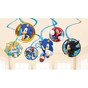 Decorations - Hanging Swirls Sonic the Hedgehog Spiral Swirls Hanging Decorations 12pk