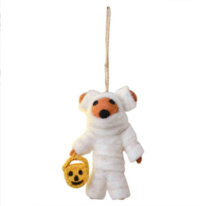 Decorations - Props Pumpkin Spice Felt Mummy Bear Hanging Tree Decoration 10cm x 6cm Each