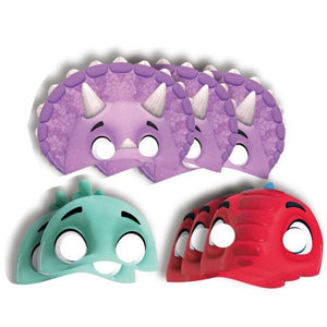 Games & Favors - Party Hat & Mask Dino Ranch Paper Masks 8pk