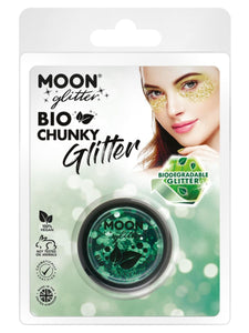 Make Up & Prosthetics - Horror Make Up Bio Chunky Glitter Green Clamshell 3g Each