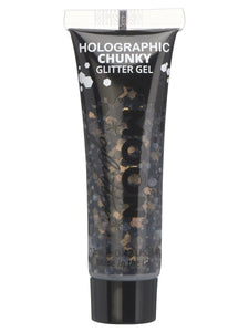 Make Up & Prosthetics - Horror Make Up Black Holographic Chunky Glitter Gel 12ml Each