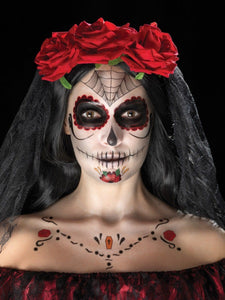 Make Up & Prosthetics - Horror Make Up Day of the Dead Face Tattoo Kit, Black & Red